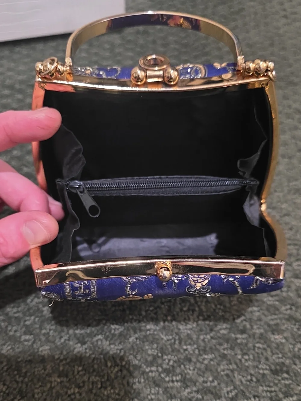 Oriental-Style Blue Floral Clutch